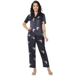 Smarty Pants Blue Satin Printed Shirt With Pyjamas-picture-21