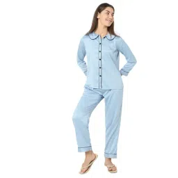 Smarty Pants Blue Satin Shirt With Pyjamas-picture-37