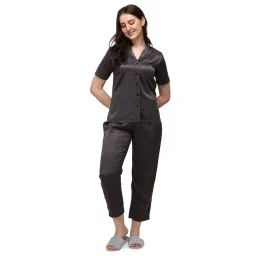Smarty Pants Dark Grey Satin  Shirt With Pyjamas-picture-10