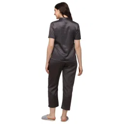 Smarty Pants Dark Grey Satin  Shirt With Pyjamas image 2