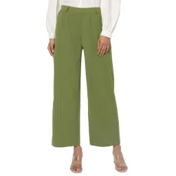 Smarty Pants Green Cotton Lycra Flared Fit Mid Rise Trousers-picture-28