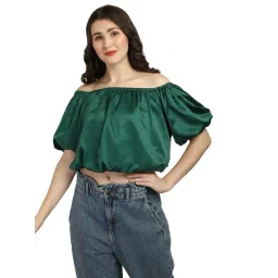 Smarty Pants Green Regular Fit Crop Top-picture-48