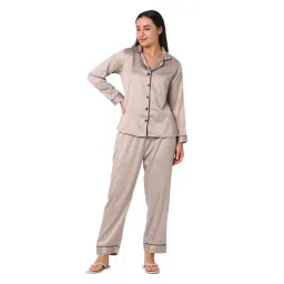 Smarty Pants Light Brown Satin Shirt With Pyjamas-picture-17