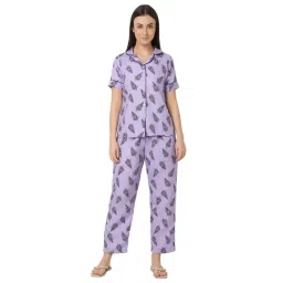 Smarty Pants Lilac Printed Shirt With Lounge Pants-picture-39