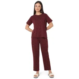 Smarty Pants Maroon Regular Fit Printed Pyjama Set-picture-17