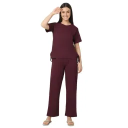 Smarty Pants Maroon Top With Lounge Pants-picture-23
