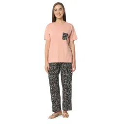 Smarty Pants Pink & Olive Cotton Abstract Night Suit-picture-20