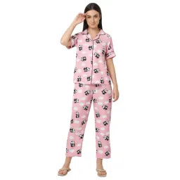 Smarty Pants Pink Printed Shirt With Lounge Pants-picture-23
