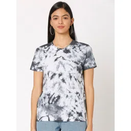 Smarty Pants Women Black & bright gray Tie & Die Printed Tropical T-shirt-picture-24