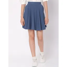 Smarty Pants Women Blue Solid Skater Skirts-picture-26