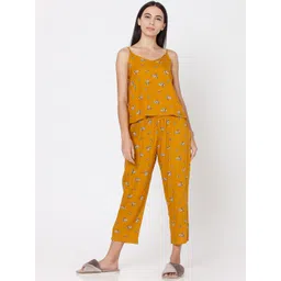 Smarty Pants Women Mustard & White Printed Night suit SMNSP-465A-picture-11
