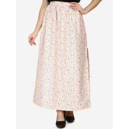 Smarty Pants Women Pink Geometric Printed Flared Satin Skirts-picture-35