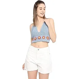 smarty pants Women's Crochet Blue Color Swim Bikini Bra.-picture-12