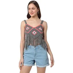 smarty pants Women's Crochet Grey Color Swim Bikini Bra.-picture-11