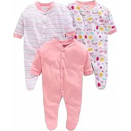 smiley appu clothing Combo Pack of 3 100% Cotton Full Body Rompers Full Sleeve Sleepsuits/Night Suits/Jumpsuit for Baby Boys & Girls Baby Rompers Infant Clothes (Pack of 3)-picture-10
