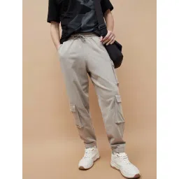 Smileyworld Beige Cotton Relaxed Fit Joggers-picture-10