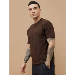 Smileyworld Brown Cotton Regular Fit Embroidered T-Shirt-picture-47