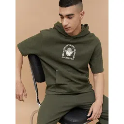 Smileyworld Green Cotton Regular Fit Printed Hooded Sweatshirt-picture-29