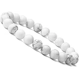 smize Howlite 10mm Beaded Bracelet Unisex – Natural White Howlite Gemstone Jewelry for Stress Relief, Calmness & Balance | Handmade Healing Crystal Stretch Bracelet for Men & Women-picture-42