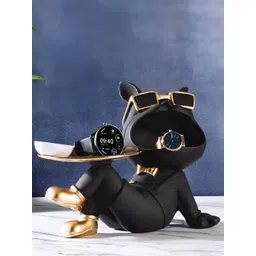 SMOKEY COCKTAIL Black Butler Bulldog With Tray Figurine Showpiece-picture-25