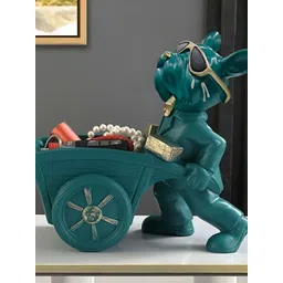 SMOKEY COCKTAIL Green Bulldog Carrying Cart Figurine Showpiece-picture-33