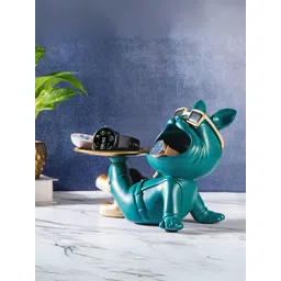 SMOKEY COCKTAIL Green Butler Bulldog Birds and Animals Figurine Showpiece image 2