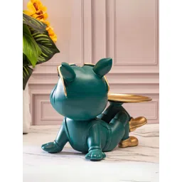 SMOKEY COCKTAIL Green Butler Bulldog Birds and Animals Figurine Showpiece image 5