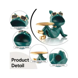 SMOKEY COCKTAIL Green Butler Bulldog Birds and Animals Figurine Showpiece image 4