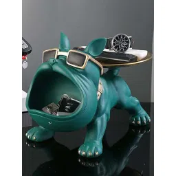 Smokey Cocktail Green Resin Bulldog Storage Butler Sculpture-picture-12