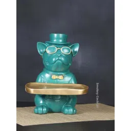 Smokey Cocktail Green Resin Bulldog Tray Sculpture-picture-40