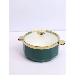 Smokey Cocktail Green Stoneware Ceramic Covered Dish-picture-36