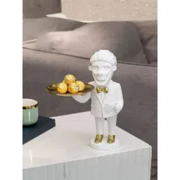 Smokey Cocktail White Monkey Butler with Serving Tray Decor-picture-14