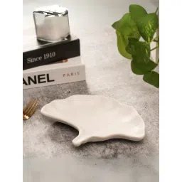 Smokey Cocktail White Stoneware Geometric Mini Leaf Stoneware Platters - Set of 2-picture-22