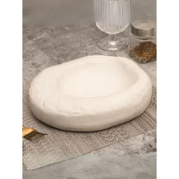 Smokey Cocktail White Stoneware Geometric Stoneware Serving Platter image 1