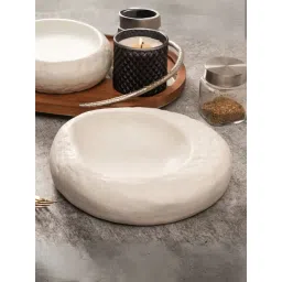 Smokey Cocktail White Stoneware Geometric Stoneware Serving Platter image 2