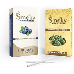 Smoky Herbals Pack of 2 Flavours 100% Tobacco & Nicotine Free Cigarette (PAAN - BLUEBERRY) - 10Sticks x 2-picture-19