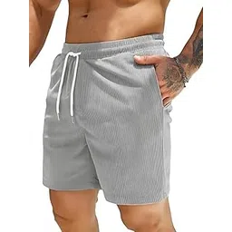 smowkly Men's Premium Polycotton Casual Ribbed Shorts || Elastic & Drawstring Waist with 2 Pocket || Loose Fit Lightweight Bermuda Perfect for Workout, Beach & Travelling-picture-13