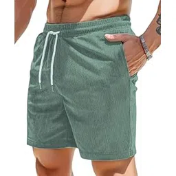 smowkly Men's Premium Polycotton Casual Ribbed Shorts || Elastic & Drawstring Waist with 2 Pocket || Relaxed Fit Lightweight Burmuda Perfect for Workout, Beach & Summer-picture-14