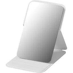 SMTPTL Portable Folding Travel Mirror – Slim PU Leather Makeup Mirror with Adjustable Stand – Lightweight Pocket-Size Vanity Mirror for Purse, Desk, or Travel Use (7 × 10.5 cm) (Grey)-picture-47