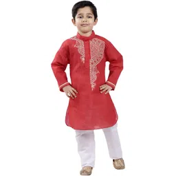 Smuktar garments Boys Ethnic Motifs Printed Kurta & Pyajama Set-picture-24