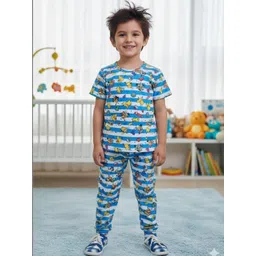 Smuktar garments Unisex Kids Printed T-shirt with Pyjamas-picture-22