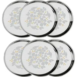 snapple Stainless Steel Classic Designer Thali/Khumcha/Dinner Plate Heavy Guage 27cm Dinner Plate-picture-13