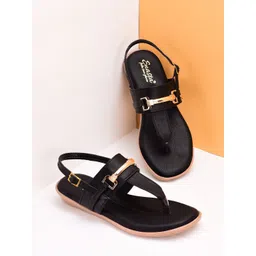 Snasta Women Textured T-Strap Flats with Buckles-picture-13