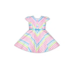 SNAZZYGIRL Girls Multi Colored Striped Fit & Flare Dress-picture-35