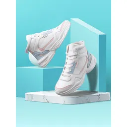 sneakers villa Women White Lace Ups Mid -Top Sneakers-picture-41