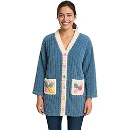 snehprabha Women Knitted Winter Cardigan | Soft Fur Woolen Long Sweater with Plush Trim & Pocket Design | Warm Stylish Ladies Cardigan-picture-44