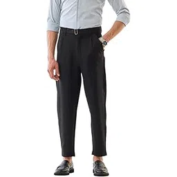 Men Formal Trousers | Pleated Front Regular Fit with Smooth Texture | Premium Polyester Blend & Medium Stretch for Office & Club Wear-image-3