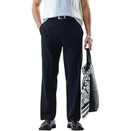 Men Formal Trousers | Regular Fit Mid Rise Plain Front Design | Premium Polyester Blend with Medium Stretch & Smooth Texture for Office & Club Wear-image-12
