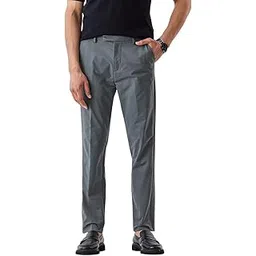 Men Formal Trousers | Slim Fit Mid Rise Solid Design | Durable Cotton Blend & Smooth Texture for Office & Club Wear-image-10