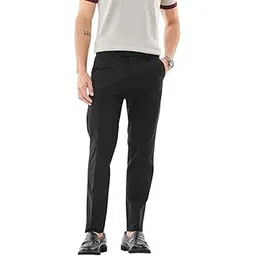 Men Formal Trousers | Slim Fit Mid Rise Solid Design | Durable Cotton Blend & Smooth Texture for Office & Club Wear-image-21